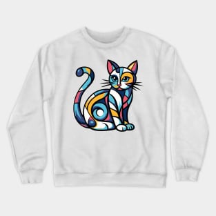 Pop art cat illustration. cubism cat illustration Crewneck Sweatshirt